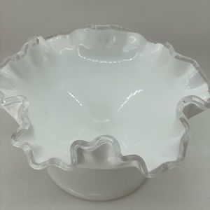 Fenton Silver Crest Milk glass candy compote bowl